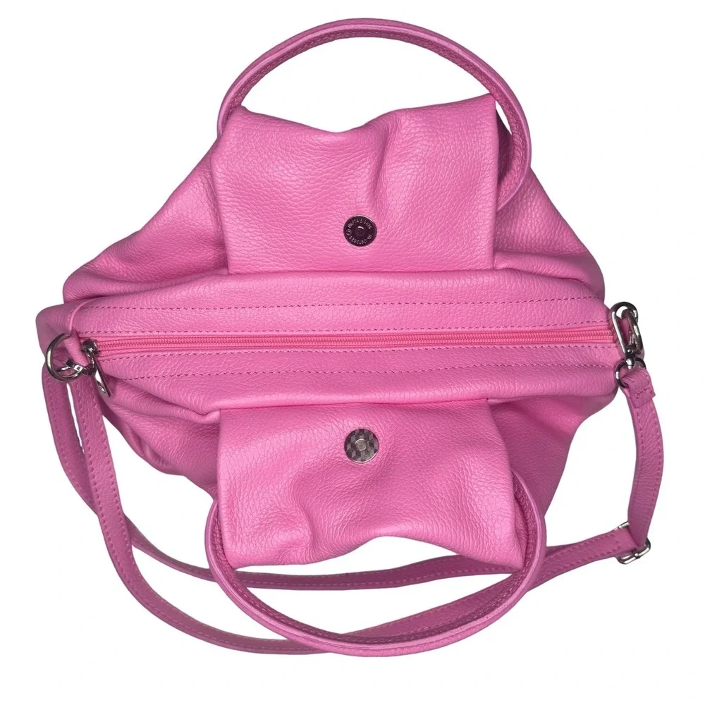 New Borse In Pelle Slouchy Dumpling Bag Leather Bubblegum Pink Two Way Italy